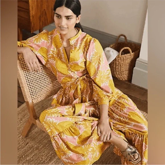 Boden Ava Tiered Maxi Dress Pineapple - Picture 2 of 10